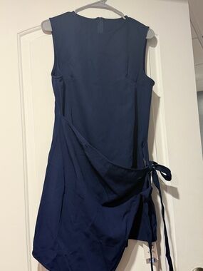 Cider Navy Asymmetrical Wrap Dress